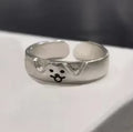 2pcs Cute Animal Dog Cat Rings for Women Men Simple Design Adjustable Cartoon Couple Rings Lovers Girlfriend Wedding Jewelry Qme dog resizable