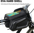 Bike Frame Bag Waterproof Bicycle Bike Phone Front Holder Mount Mountain Bike Accessories for Cell Phone Under 6.8" Qme black