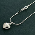 Cute 925 Sterling Silver Jewelry Classic Lovely Heart Pendant with Snake Bone Chain Necklace for Women Party Anniversary Gift Qme heart necklace 55CM 22 inches