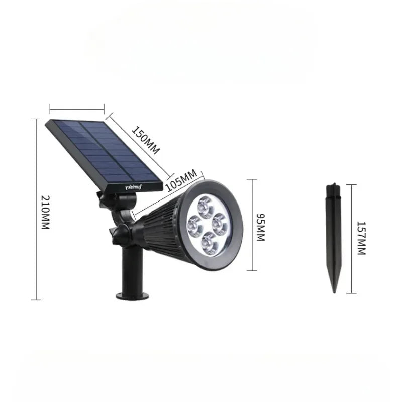 Outdoor Solar Spotlights Ground-plugged Lawn lamp LED 4Bulbs IP65 Waterproof Garden Stone Decorative Lamp tree-expanding light Qme