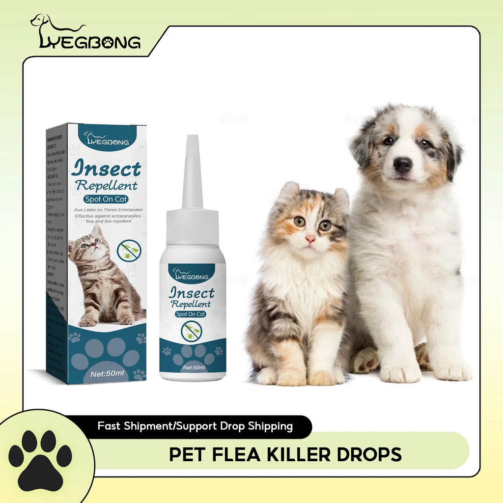 Pet Flea Killer Drops Anti Fleas Cats Ticks Lice Mite Removal Relieve Itching Dogs Ringworm Treatment Pet Insect Removal Drops Qme Default Title