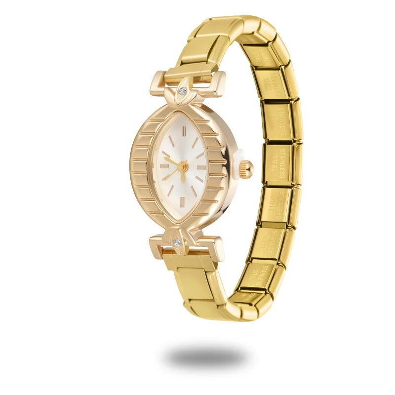 Women's Men's DIY Width Italian Elastic Charm Stainless Oval Watch