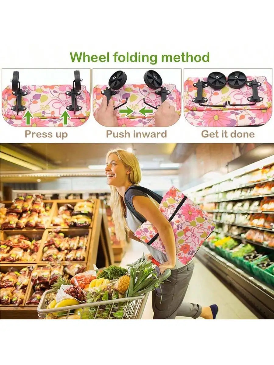 Large Capacity Multifunctional Shopping Cart Bag Wheels Foldable Qme