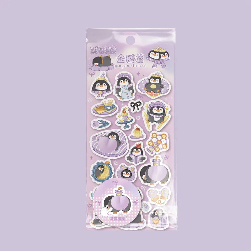 Cute Peach Squishy Foam Stickers, 3D Irregular Animal Puffy Decals for DIY Water Cup & Phone Case Decoration Qme penguin