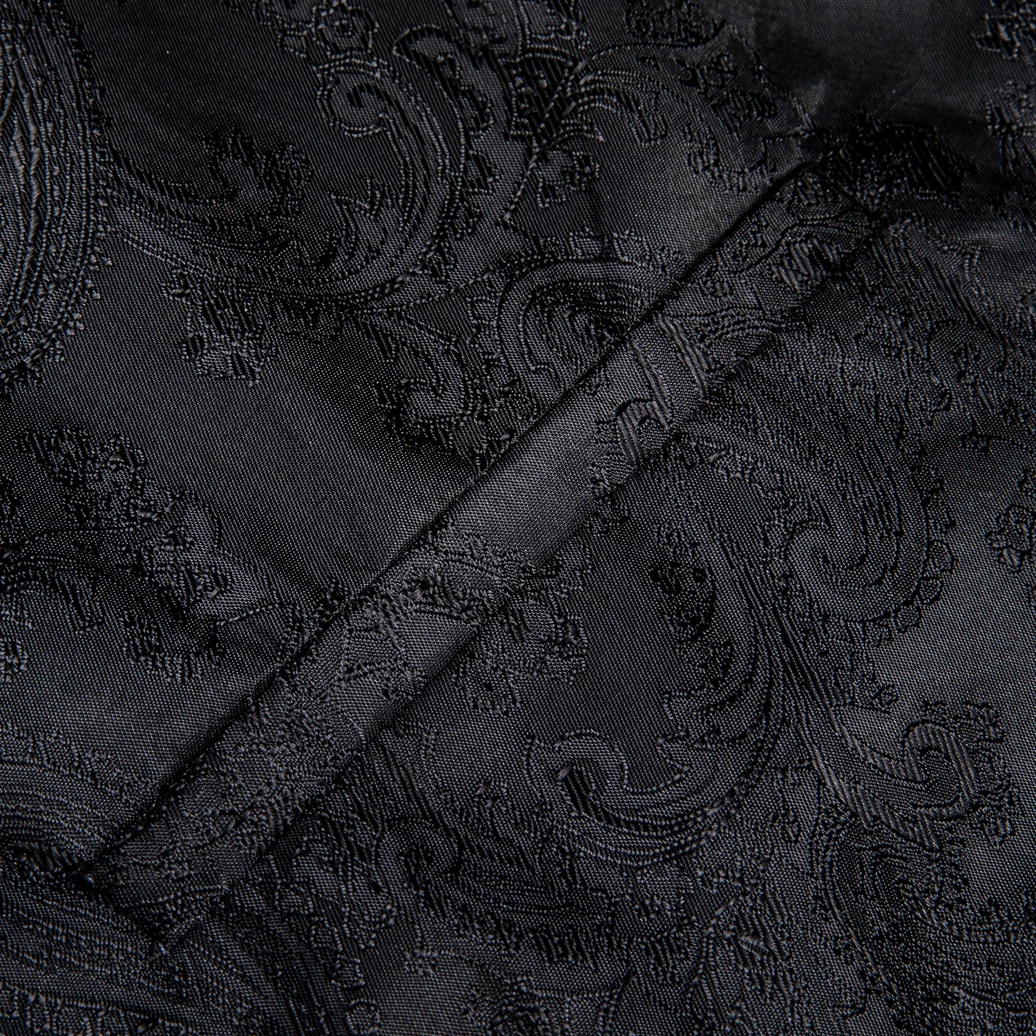 Hi-tie Silk Mens Suit Vests Woven Black Paisley Waistcoat Tie Pocket Qme