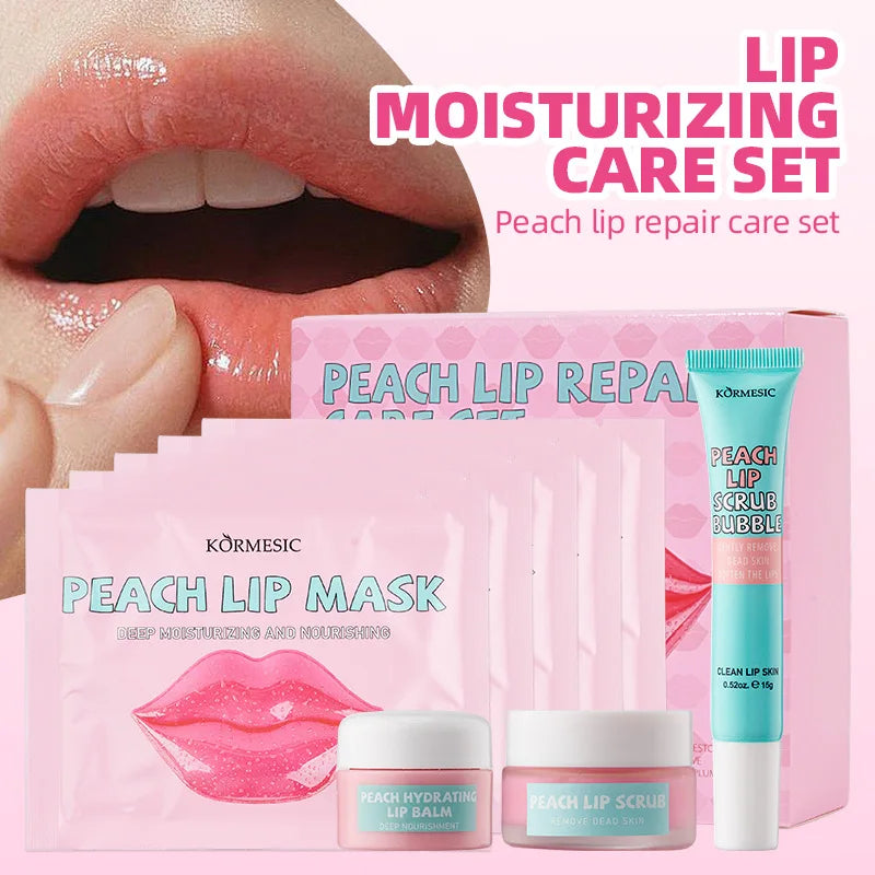 Peach Lip Care Mask Scrub Bubble Hyrating Balm Lips Skin Nourishing Qme