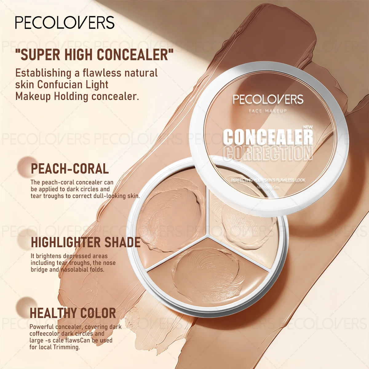 Three-color Facial Concealer Covering Blemishes Spots Waterproof Qme