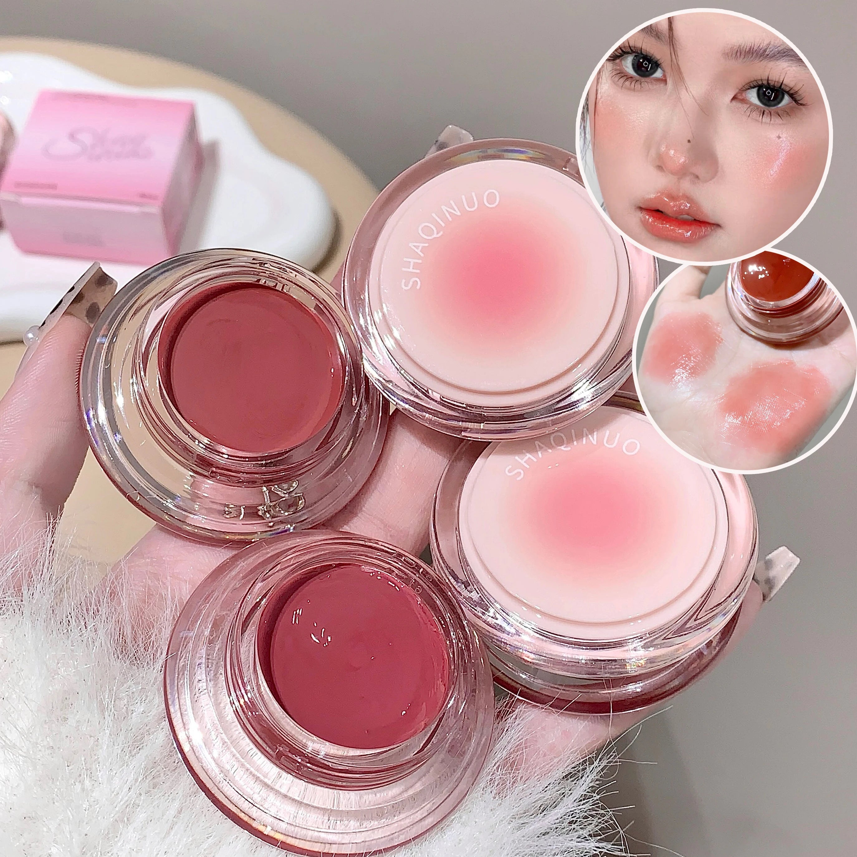 SHAQINUO Multi-use Lip Cheek Balm Hydrating Dewy Finish Long-lasting Qme
