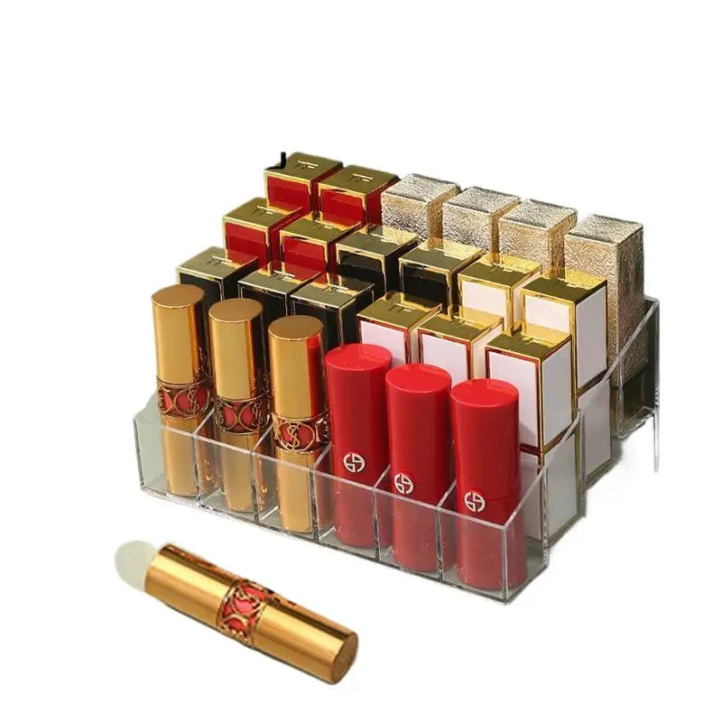 24 Grids Clear Acrylic Lipstick Box Makeup Organizer Storage Box Make Up Brush Organizer Display Holder Cosmetic Organizer Box. Qme