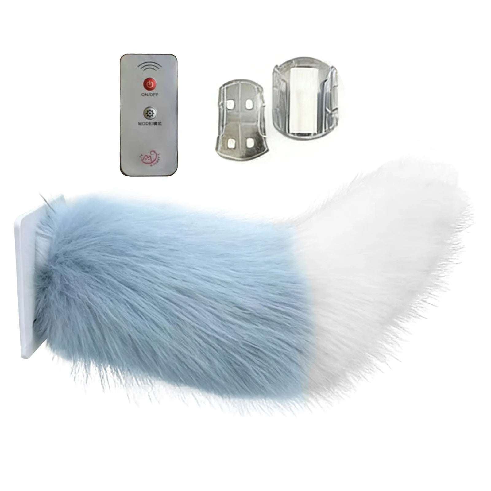 Car Electric Remote Control Tail Moving Shake Wagging Plush Tail Ornament For Auto Motorcycle Decorate Accessories ﻿ Qme Blue White