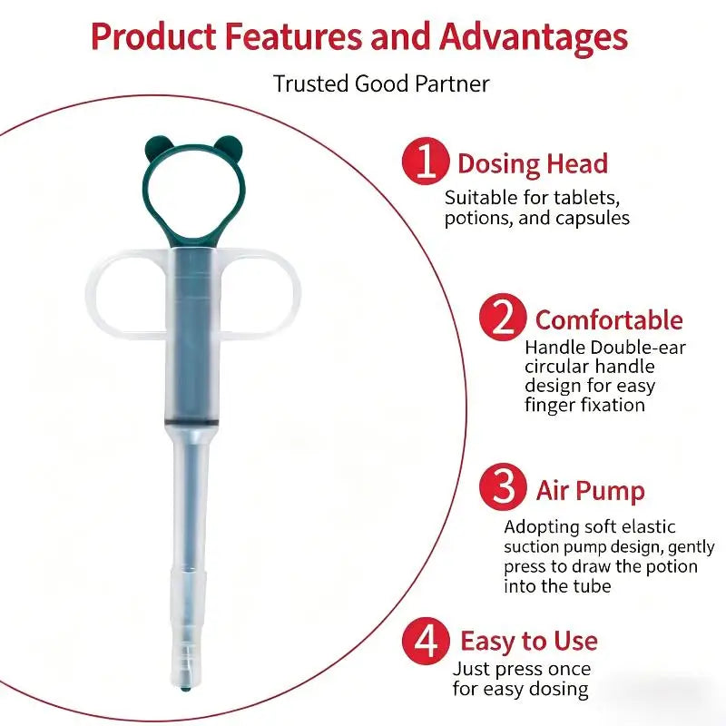 Pet Pill Dispenser Soft Tip Cat Dog Medicine Shooter Ergonomic Qme