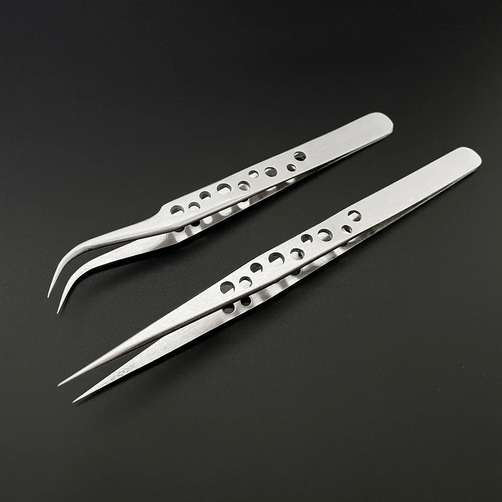 Industrial Tweezers Electronics Anti-static Curved Straight Tip Qme