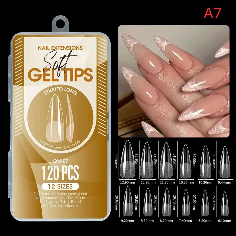 1box False Nail Tips Clear Semi-frosted Full-coverage Soft Fake Nails Qme A7