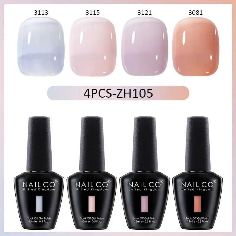 NAILCO Jelly Glass Gel Nail Polish 4Colors Series Translucent Candy Qme 4H-ZH105