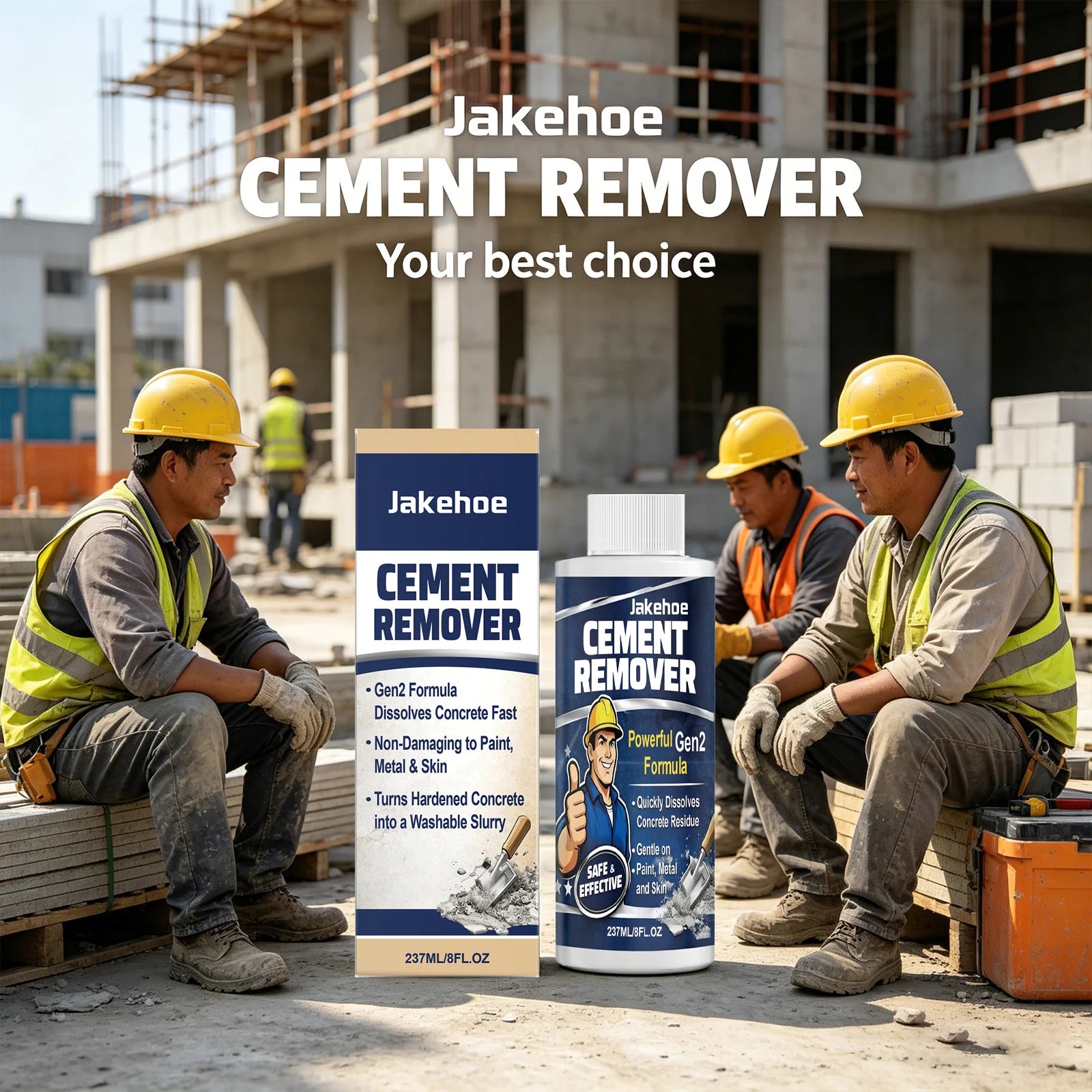 JAKEHOE Cement Remover Effectively Remove Mortar & Cement Deposits Dissolve Concrete Fast Non-damaging to Paint Concrete Cleaner Qme