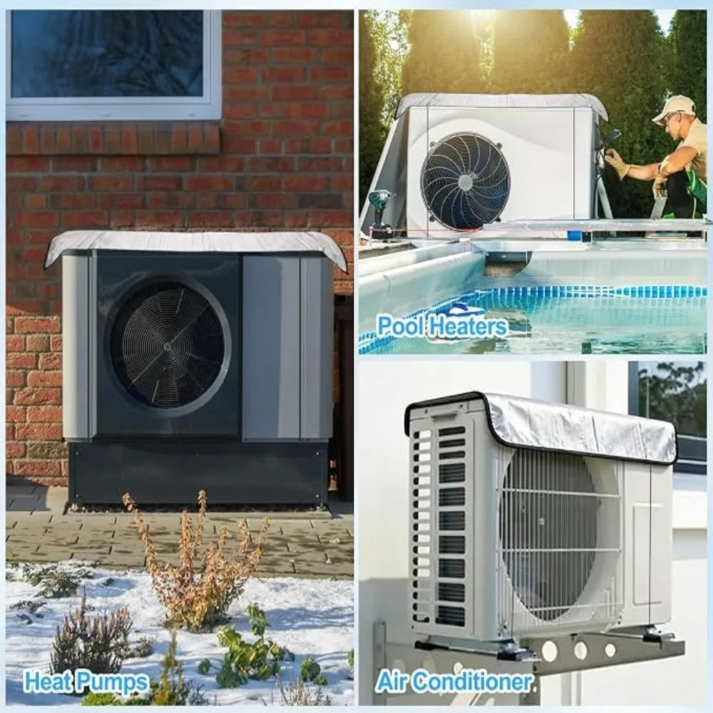 Outdoor Dustproof Air Conditioner Cover External Unit Insulation Board Protective Cover Aluminum Foil Energy-saving Sleeve Qme