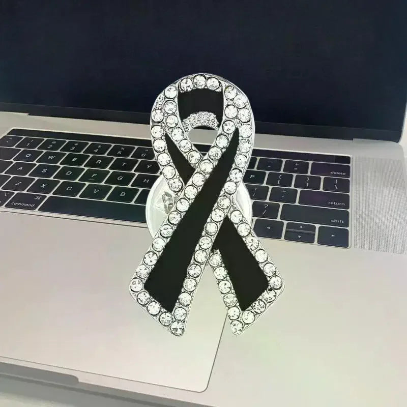 1/3/5Pcs Black Rhinestones Ribbon Brooch Funerals Memorial Pin For Woman Men Suit Dress Shirt Accessories Mourning Badge Qme