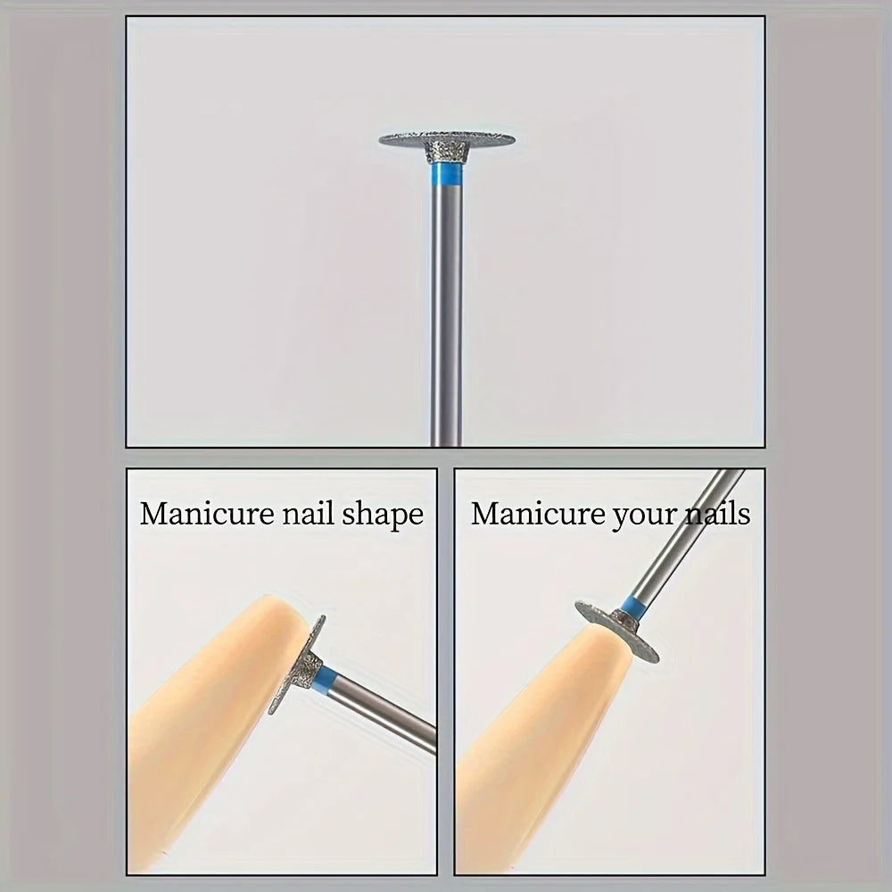 Manicure Flying Saucer Polishing Head T Round Emery Metal Polishing Short Nail Tip Trimming Polishing Tool Nail Drill Bits Qme