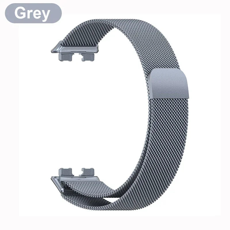 Metal Strap For Huawei Band 8 9 Bracelet With TPU Case Screen Protector Soft Film Replacement Milanese Magnetic Loop Watchband Qme Grey For Huawei Band 9