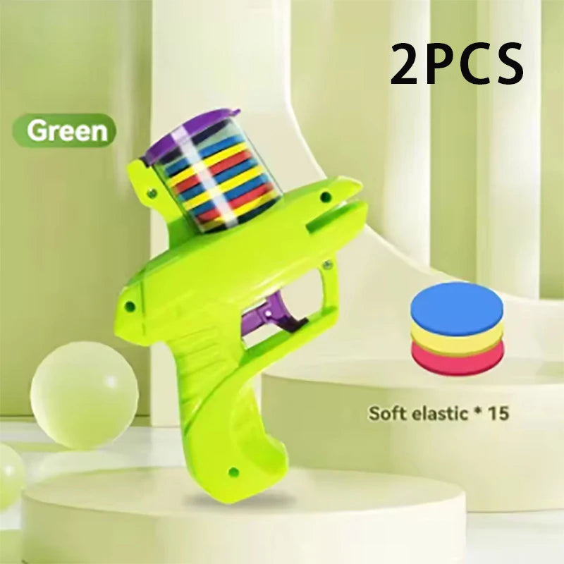 Funny cat toys Creative rotary gun with 15 reusable foam discs Pet hunting interactive toys suitable for cats and dogs Qme Green2pcs