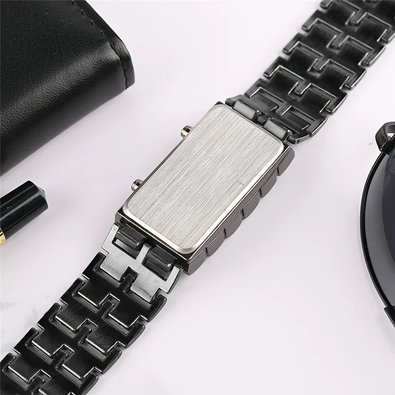 LED Display Electronic Watch Novelty Red Blue LED Lava Digital Wristwatch For Women Men Qme