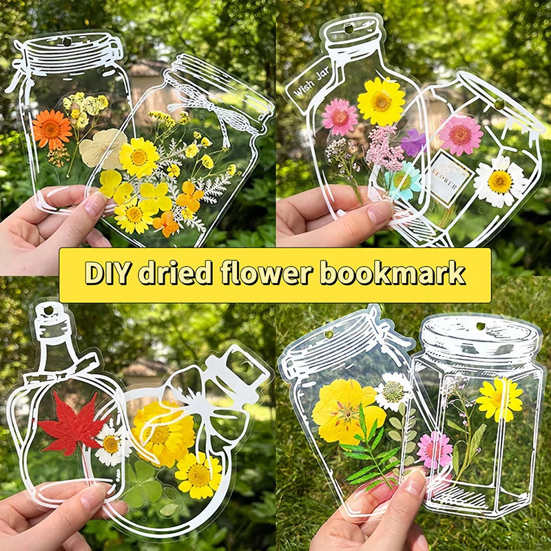 40 DIY Handmade Transparent Dried Flower Bookmark Clear Bottle Shape Qme