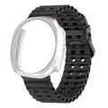 Case+Strap for Samsung Galaxy Watch 7 Ultra 47mm Sport Silicone Band Bracelet PC Case Protective Cover for Galaxy Watch 7 Ultra Qme black white Galaxy Watch 7 ultra