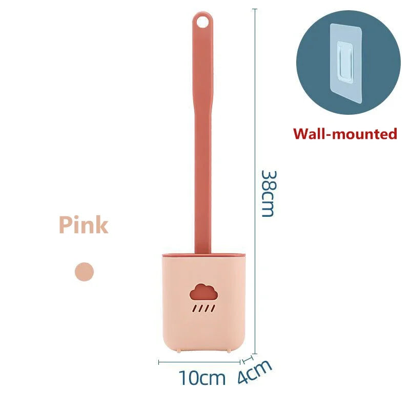 Silicone Toilet Brush Wc Gap Brush with Holder Flat Head Soft Bristles Cleaning Brushes With Quick Drying Bracket Bathroom Tool Qme 01