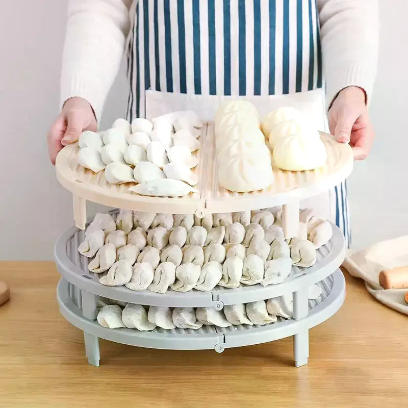 Foldable Dumpling Drying Tray Dumpling Mat Non Stick Surface Stackable Design Perfect For Home Kitchen Dumpling Making Food Prep Qme