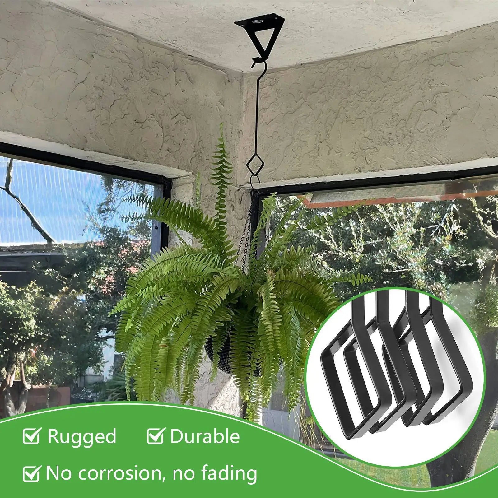 Plant Hanger Hook Metal Heavy Duty Plant Extension Hooks Home Decoration 4 Pieces Flower Organizer Accessory for Outdoor Lights Qme