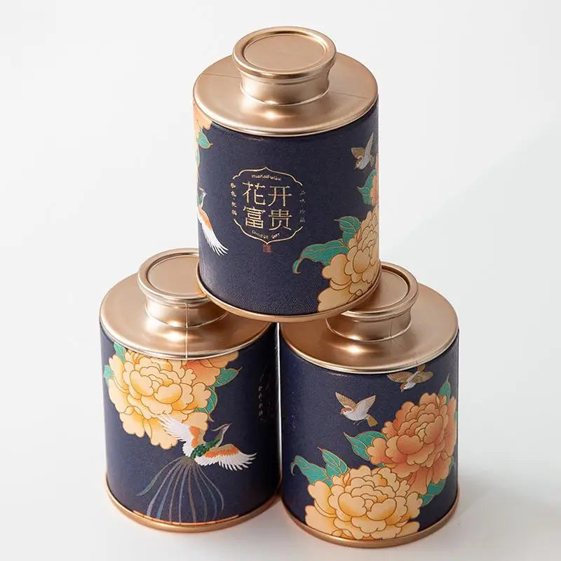 Portable Home Exquisite Small Tea Paper Packaging Cans Mini Empty Tin Qme