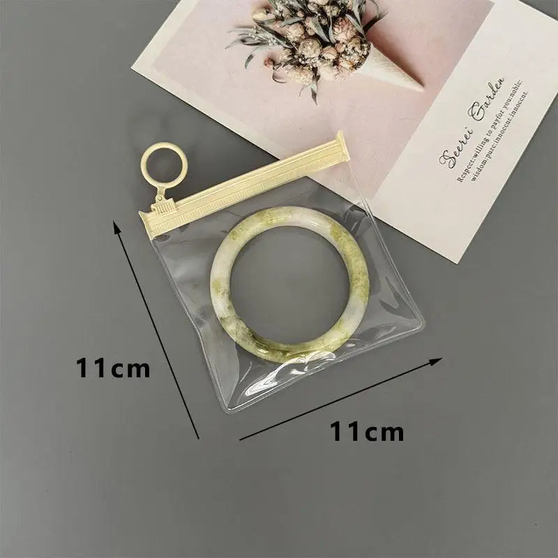 10Pcs Reusable Pink Jewelry Zipper Pouches Soft EVA Plastic Storage Envelopes for Small Jewelry Rings Home Organization Qme Beige 11X11CM