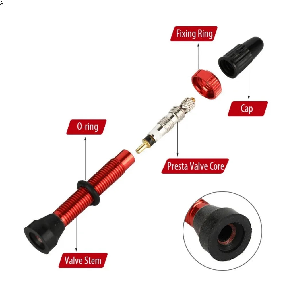 2pcs/bag Bicycle Bike Tubeless Presta Valves Stems Aluminium Alloy 40mm 44mm 48mm 60mm 80mm with Valve Core Removal Tool Qme
