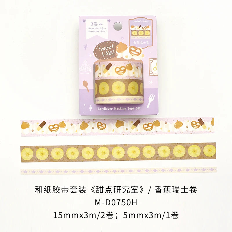 Retro Food and Desserts Japanese Stationery Tapes 3Rolls Creative DIY Scrapbooking Stickers Handbook Decorative Journal Supplies Qme F Hot sale