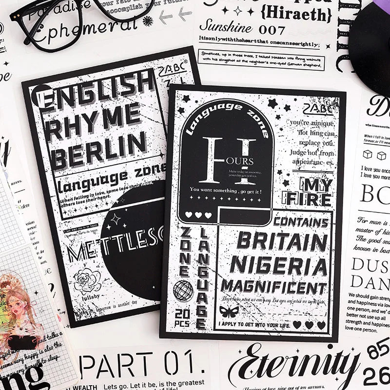 Korea INS English Alphabet Large size sticker book，DIY Scrapbook supplies Collage，Diary Stickers，School Stationery Decoration Qme