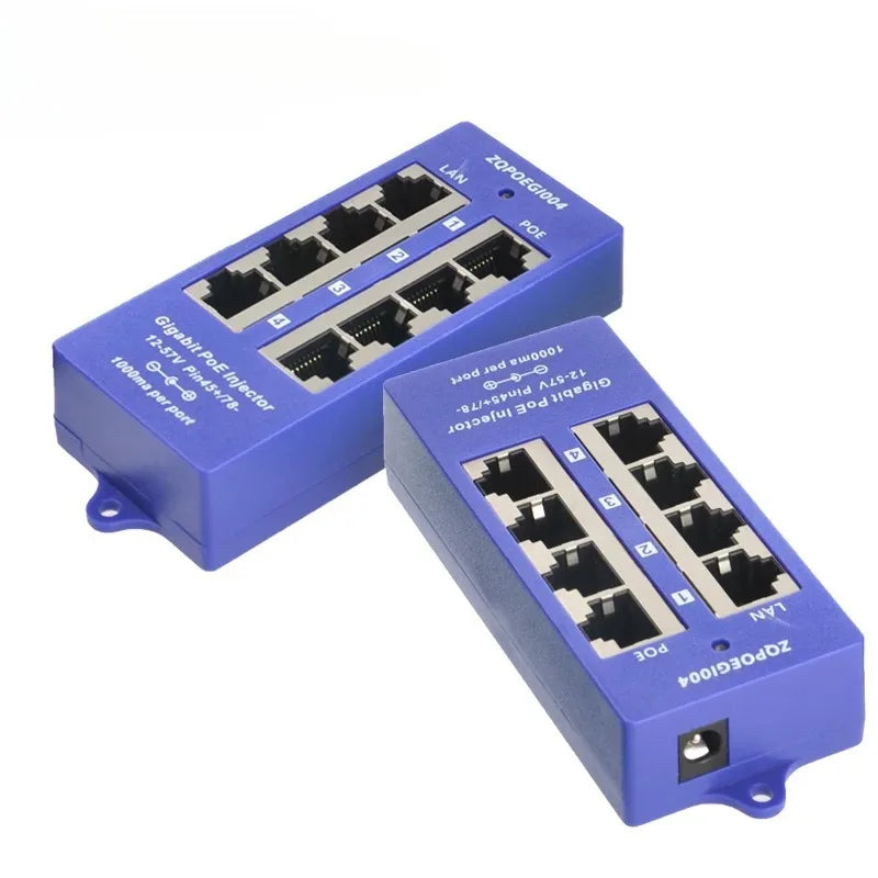 1PCS 4-Port POE Injector Gigabit B-Mode Ethernet Power Supply 24V60W Switch Router Qme 4port POE