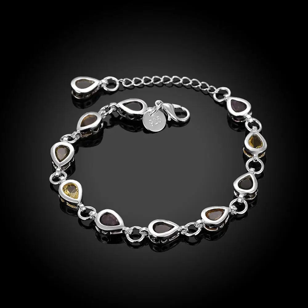 Hot Gift 925 Sterling Silver Charm Bracelets Zircon Luxurious Chain Crystal Stone Jewelry Fashion for Women Wedding Lady Qme