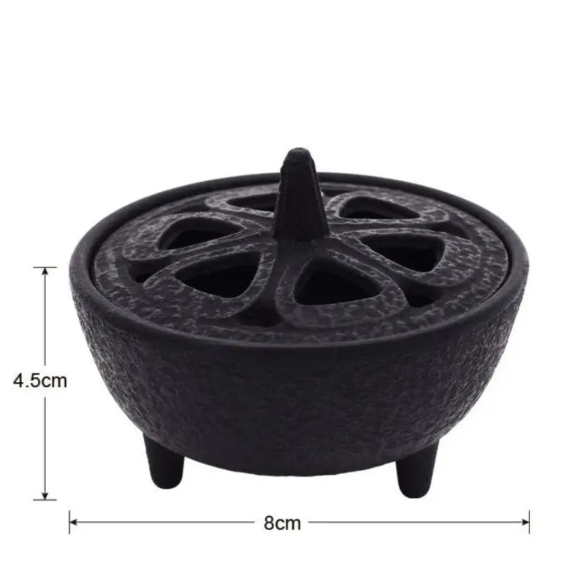 Mini Cast Iron Sandalwood Incense Holder Sage Smudge Pot Burner Home Decor Suitable For Meditation Yoga Halloween Qme A1
