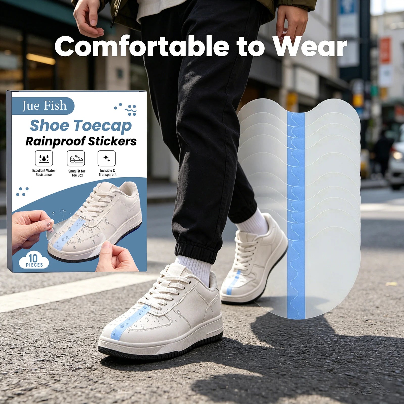 Shoe Toecap Rainproof Sticker Lightweight Anti-Scratch Waterproof Self-Adhesive Shoe Protector Invisible Shoe Toe Guard Stickers Qme