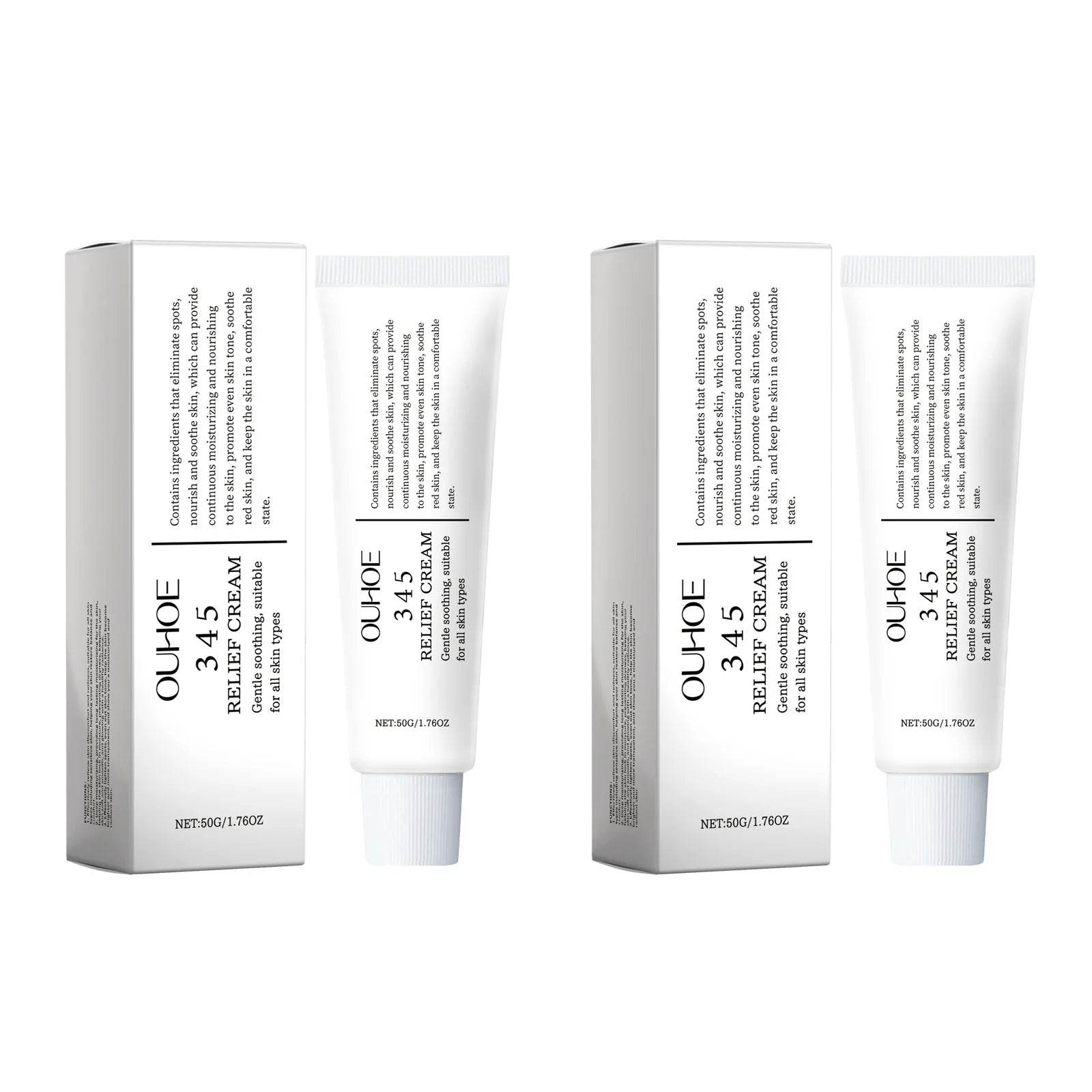 345 Relief Cream Hydrating Nourish The Skin Soothing Care Face Lifting Tightening Brighten Skin Tone Beauty Moisturizing Cream Qme 2 x 50g Boxed