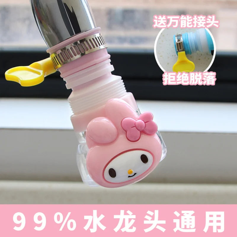 Kuromi Cartoon Universal Splash-Proof Faucet Extender Household Splash Guard Kitchen and Dormitory Tap Water Filter Qme
