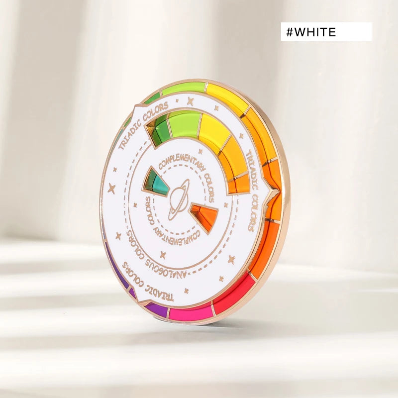 Round Color Metal Compass Enamel Pin Fashion Brooch Art Multicolour Badge Lapel Clothes Hat Jewelry Kid Gift Lapel Pin Wholesale Qme white