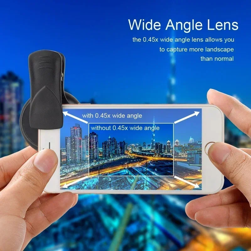 2pcs Phone Lens Kit 0.45x Super Wide Angle & 12.5x Super Macro Lens HD Camera Lentes for IPhone 6S 7 Xiaomi All Cellphone Qme