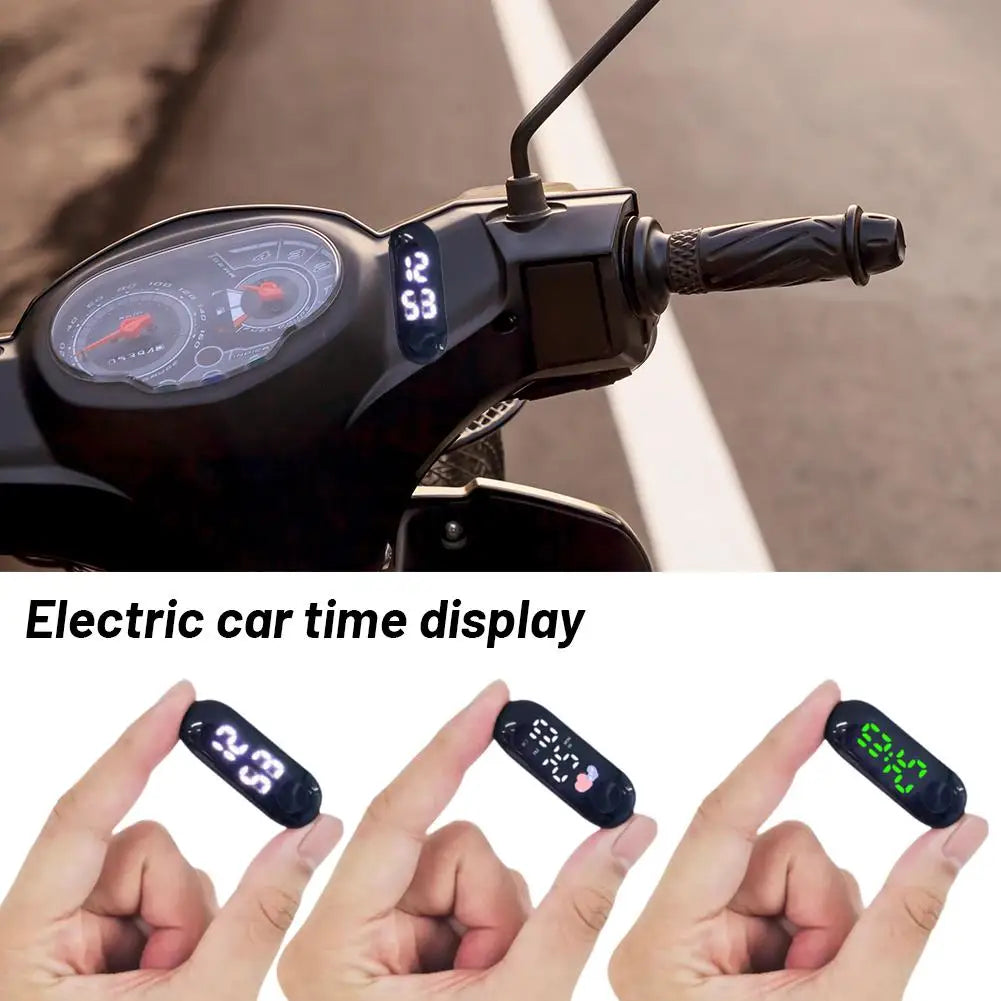 Motorcycle Electric Vehicle Onboard Time Display For Motorcycle Electric Scooter Waterproof Luminous Digital LED Portable Clock Qme