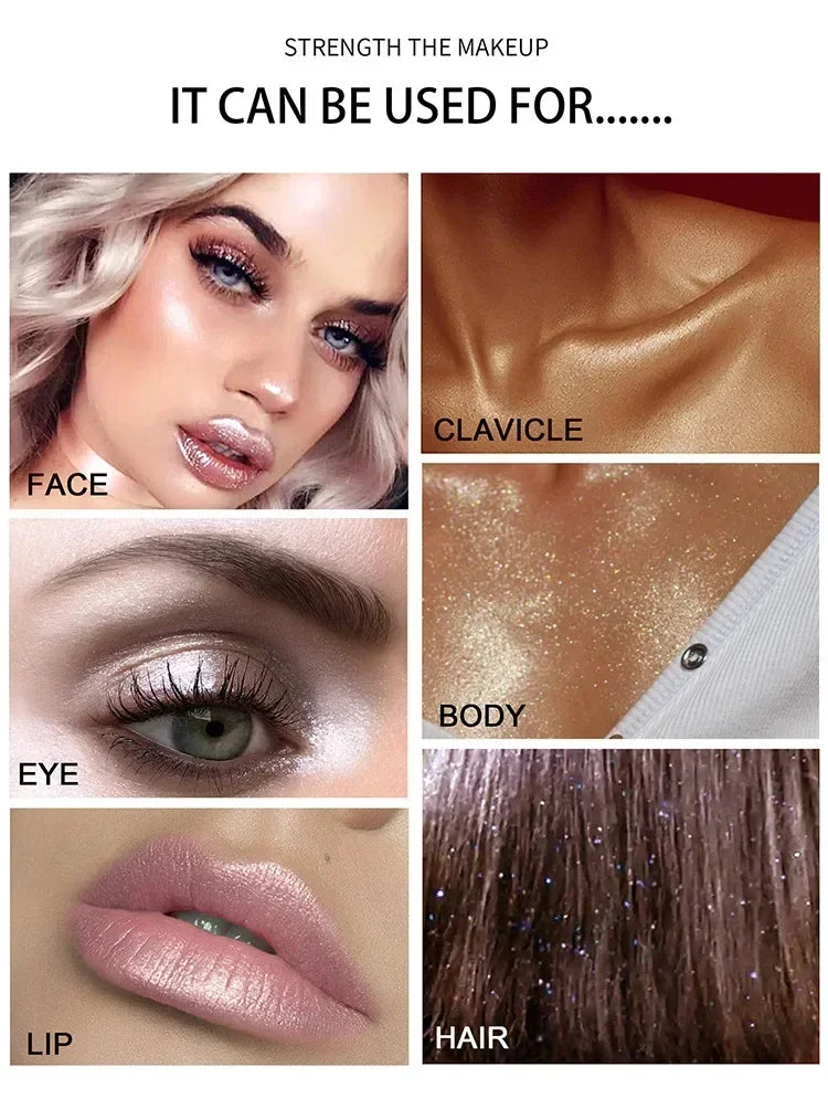 Shimmer Fairy Powder Highlighter Powder White Loose Highlighter Face Body Glitter Wand Makeup Bronzer Illuminator Powder Qme