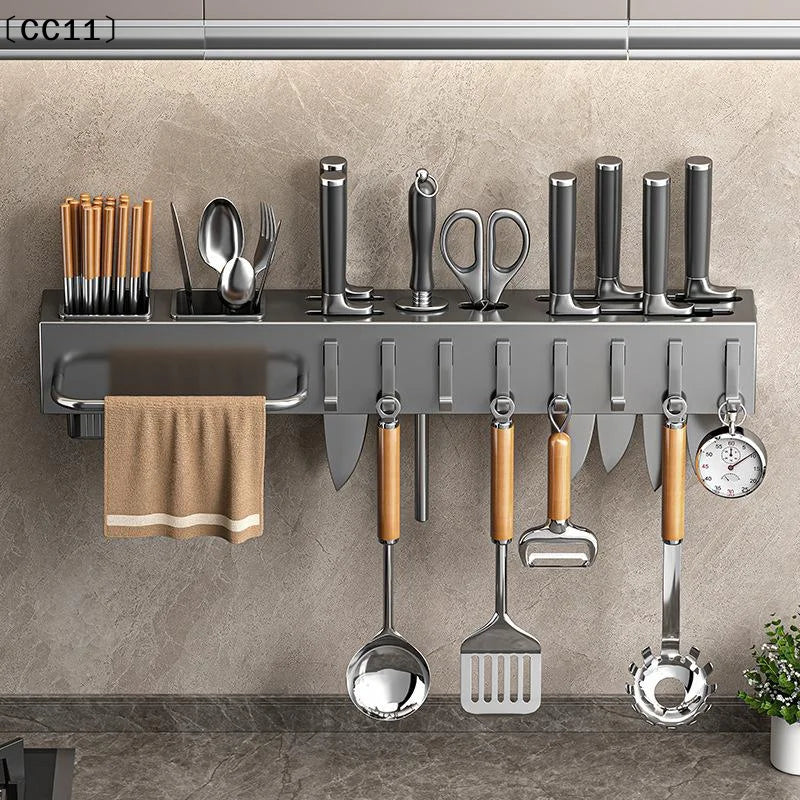 Wall Mounted Kitchen Knife Storage Rack Pot Lid Holder Cutting Board Qme