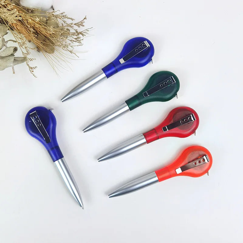 Creative 2-in-1 Ballpoint Pen & Retractable Tape Measure, 0.7 mm Blue Ink for Writing Comfort, Back to School Pens Qme