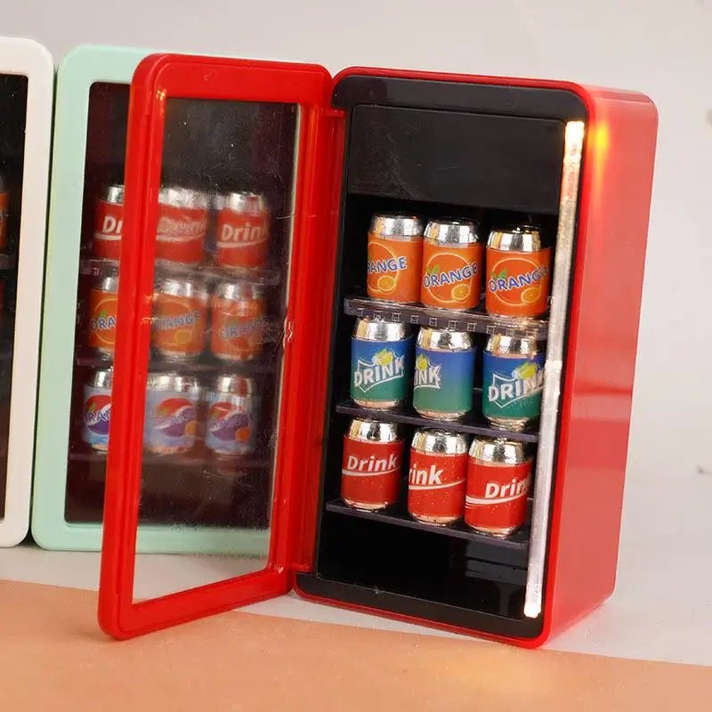 1 12 Dollhouse Miniatures Refrigerator Canned Drink Beverage Cabinet Qme