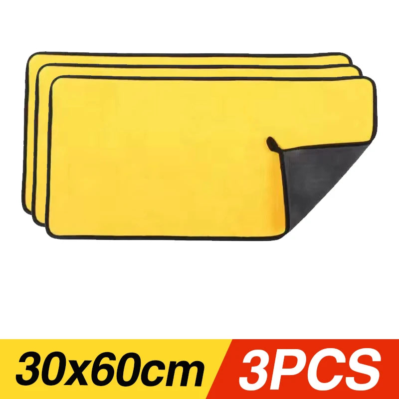 10/5/3/1pcs Thicken Microfiber Car Cleaning Towels Soft Quick Drying Windows Mirrors Wiping Rags Home Double Layer Clean Cloths Qme 3pcs 30x60cm