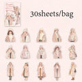 30 Sheets/Bag Korean Cute Girl PET Stickers Pack for Scrapbook Journal DIY Planner Phone Case Notebook Decoration Craft Gift Qme 1